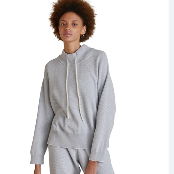 Varley grey white knit textured maceo 2.0 sweatshirt size L new - Picture 1 of 7